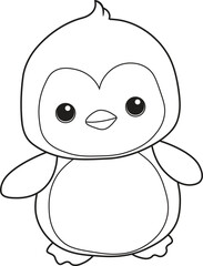 Obraz premium Penguin cartoon. Black and white lines. Coloring page for kids. Activity Book.