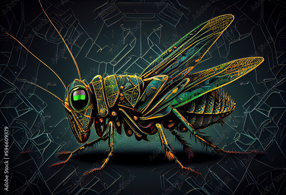 Aufkleber Beautiful abstract illustration of an Grasshopper background. Generative AI technology.
