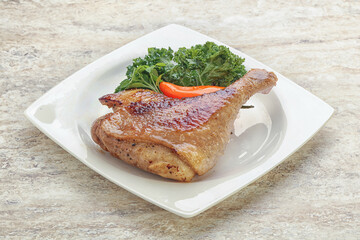 Roasted duck leg with orange sauce
