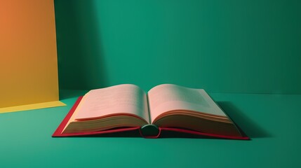 Minimal scene with books on colorful background