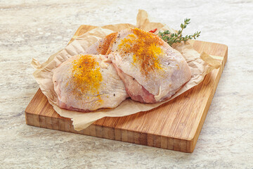 Raw chicken thigh for cooking