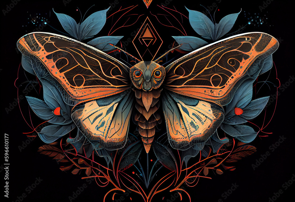 Aufkleber beautiful abstract illustration of an moth background. generative ai technology.