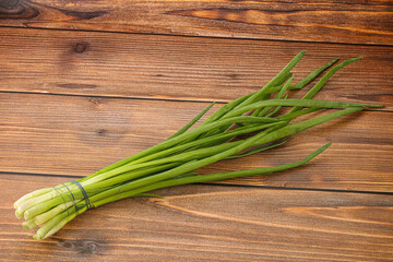 Raw young green onion heap