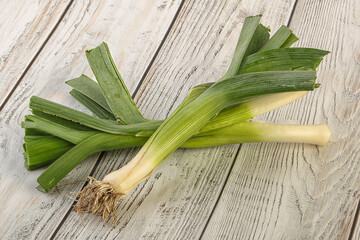 Natural raw organic green leek