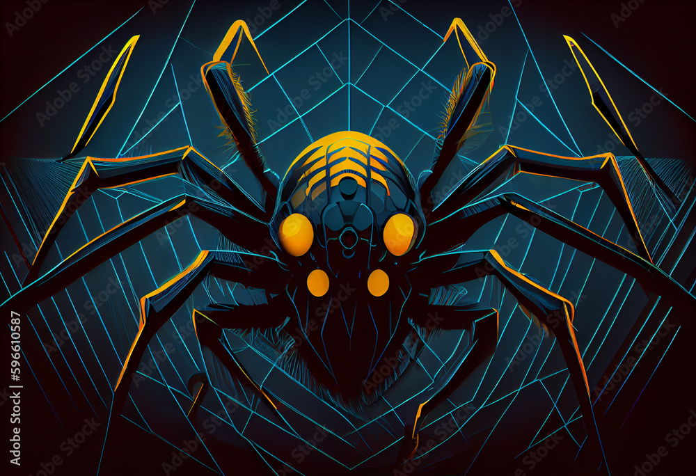 Poster beautiful abstract illustration of an spider background. generative ai technology.