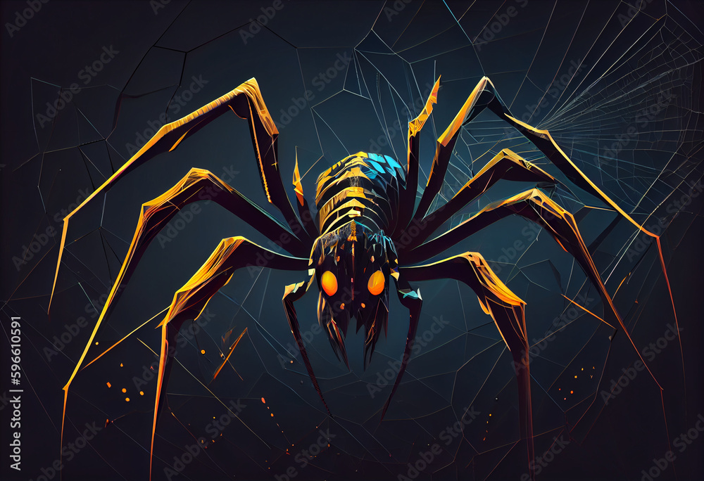 Poster Beautiful abstract illustration of an Spider background. Generative AI technology.
