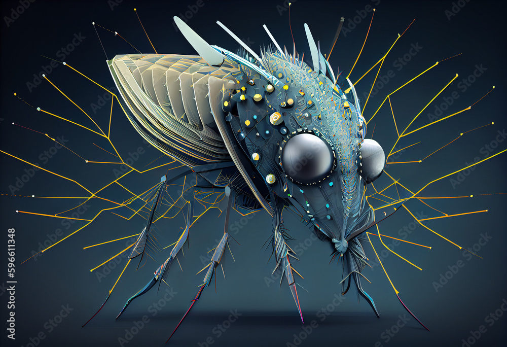 Aufkleber Beautiful abstract illustration of an Assassin bug insect background. Generative AI technology.
