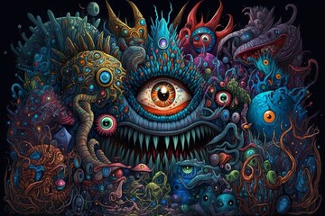 Fototapeta premium Monster abstract created with generative AI technology
