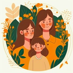 Happy mother's day vector with daughter and mother 