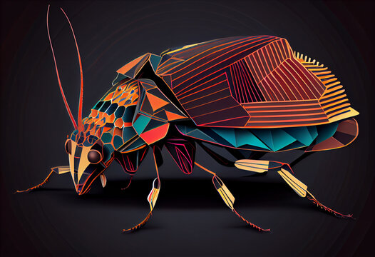Beautiful abstract illustration of an Giant water bug background. Generative AI technology.
