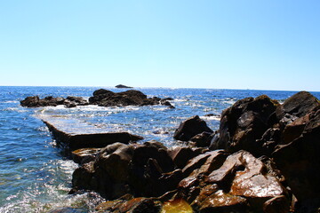 rocks and clif, ocean landscape. Calm sea