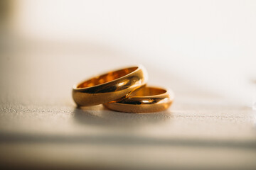 wedding rings on a table