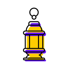 light lamp lantern islamic icon button vector illustration