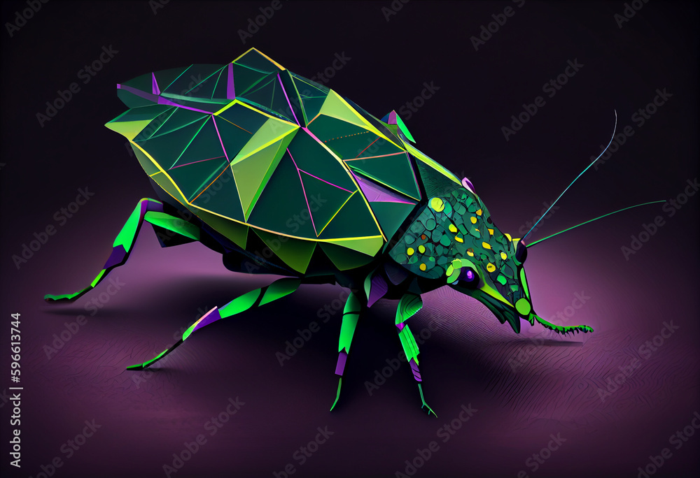 Poster Beautiful abstract illustration of an Stink bug background. Generative AI technology.
