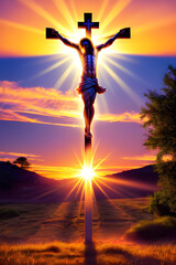 Christian symbols - Jesus Christ , God, cross, Heavens, Ascension Day, Advent, Christmas concept.