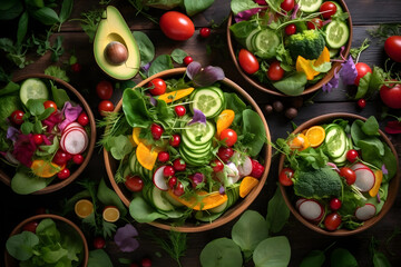 Salads, made with fresh greens and a variety of toppings, are a healthy and satisfying summer meal, perfect for lunch on a sunny patio or a picnic in the park