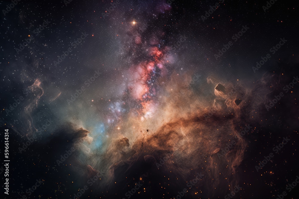 Wall mural cosmic cloud of gas and dust creating nebula in the night sky, created with generative ai
