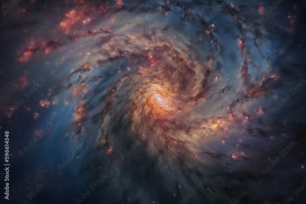 Sticker galactic swirl of nebulae, with clusters and waves of stars, created with generative ai