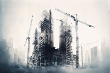 Future building construction engineering project concept, generative ai.