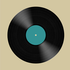 Retro Vintage Vinyl Record with color label on Colorful Square