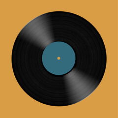 Retro Vintage Vinyl Record with color label on Colorful Square
