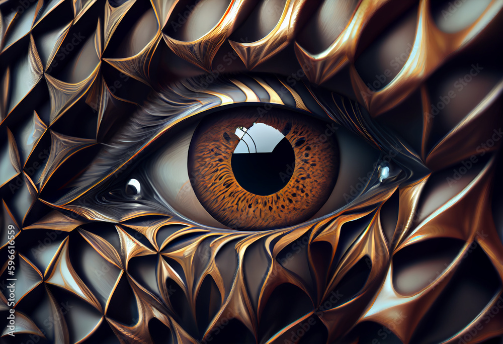 Poster beautiful abstract illustration of an eye background. generative ai technology.