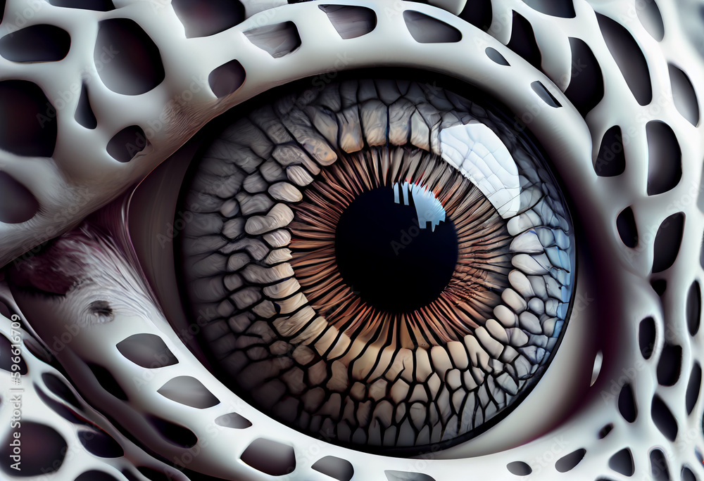 Poster beautiful abstract illustration of an eye background. generative ai technology.