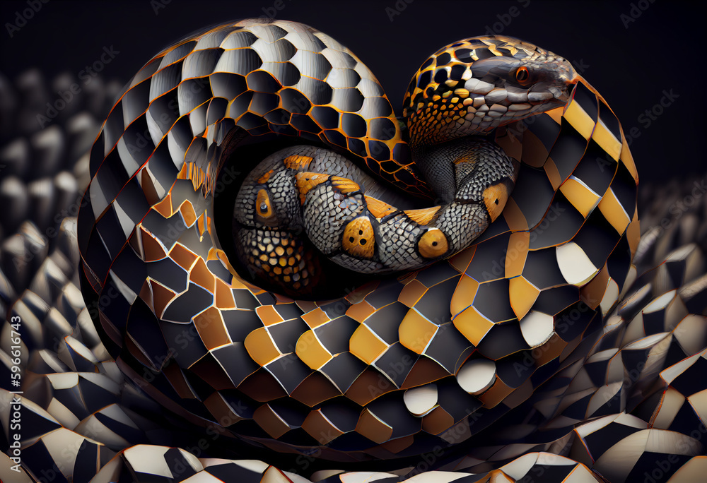 Poster beautiful abstract illustration of an snake background. generative ai technology.
