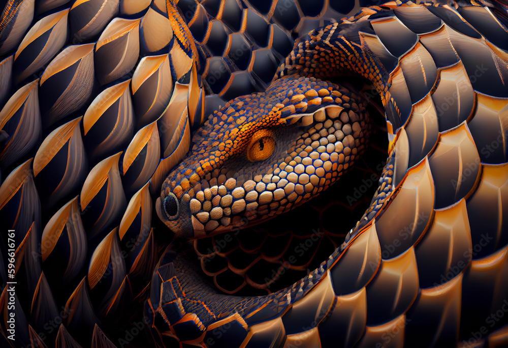 Poster beautiful abstract illustration of an snake background. generative ai technology.