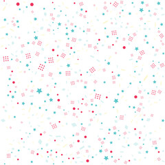Colorful Shapes (Star, Square, Circles) Pattern On White Background