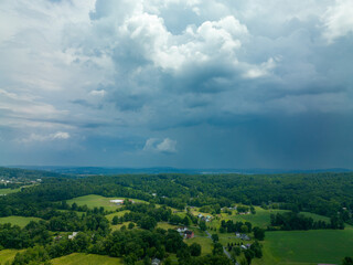 Fototapeta na wymiar Storm Clouds over Rural Farmlands Aerial