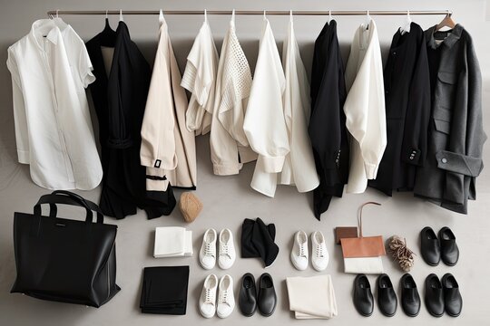 minimalist wardrobe filled with versatile pieces that can be worn in endless combinations, created with generative ai