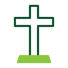 Salib icon duotone green colour easter symbol illustration.