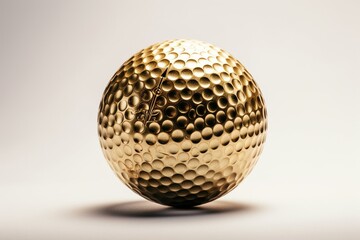 White background with a golden golf ball. Generative AI