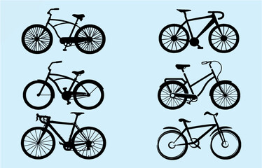 Set of multiple style bicycles. World Bicycle Day. Healthy environment friendly transport. Editable vector, eps 10. 