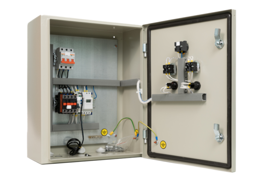 Electrical panel isolated on white background.