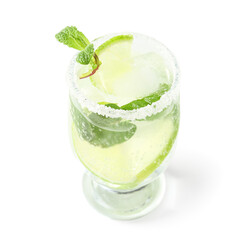 Glass of tasty mojito isolated on white background