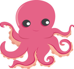 Flat Octopus character with isolated background


