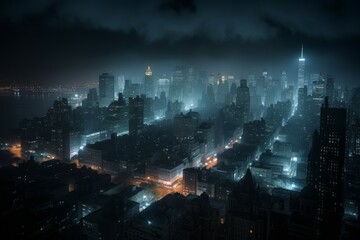City night landscape view. Generate Ai