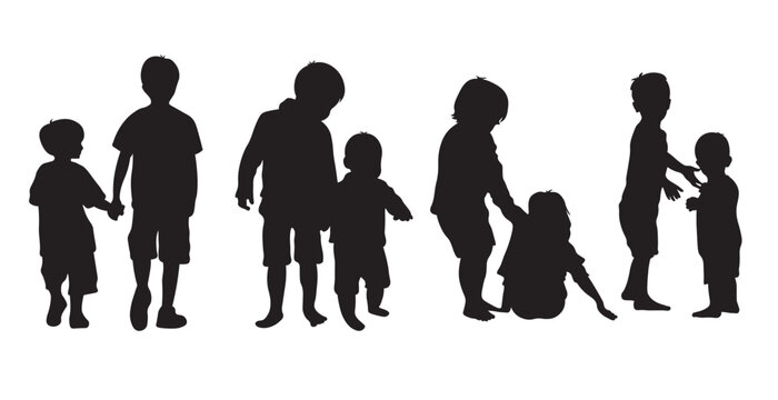 Silhouettes of people, brother and baby silhouette