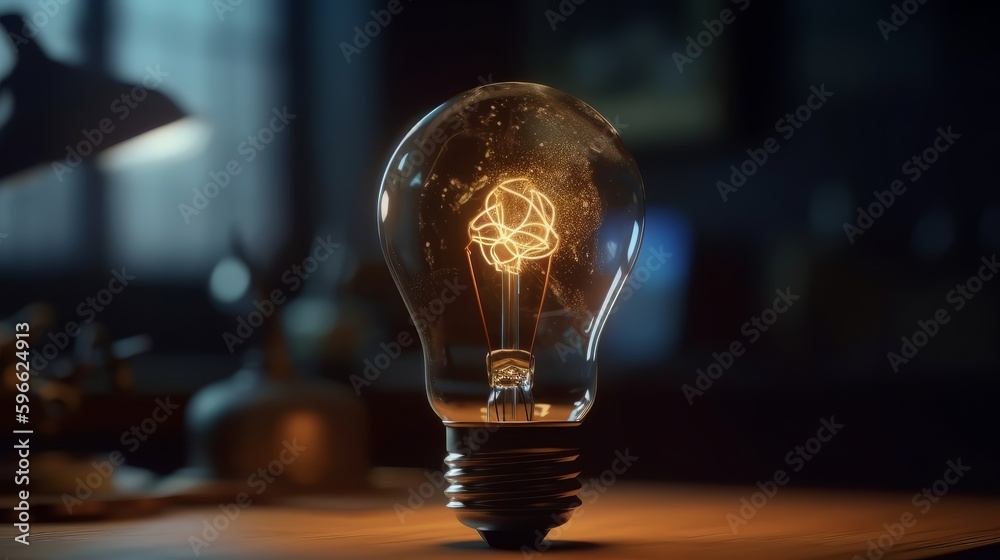 Aufkleber creative brainy smart ideation light bulb. generative ai
