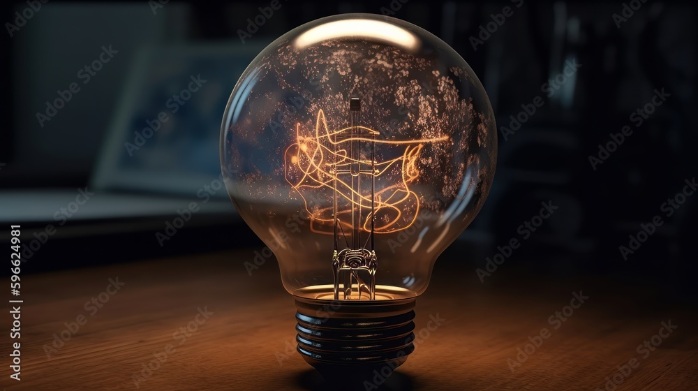 Poster creative brainy smart ideation light bulb. generative ai