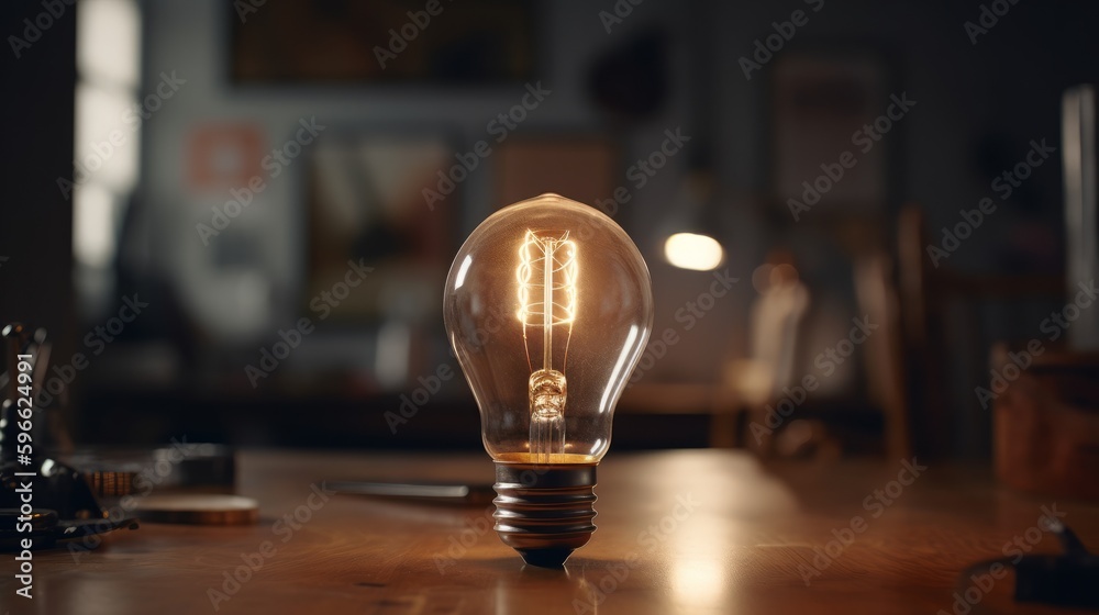 Aufkleber creative brainy smart ideation light bulb. generative ai