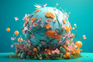 Fototapeta na wymiar Cute globe spring. Generate AI