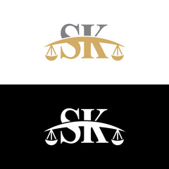 Letters SK With Scale of Justice Logo Icon 002