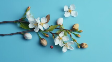 Flat lay easter composition with a willow branch. Generative ai