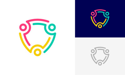 People Shield, People Protection, Abstract People, Human Family, Community People, Social community, Family Teamwork Logo design vector