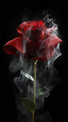 red rose surrounded by white smoke Generative AI