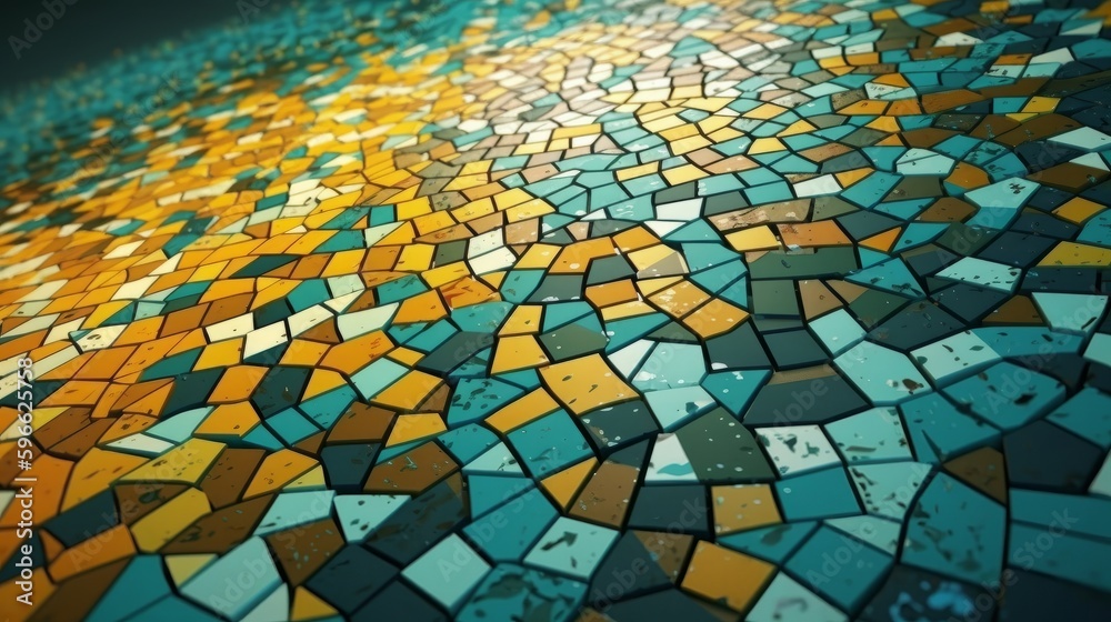Aufkleber geometric neon teal abstract mosaic background. generative ai