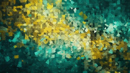 Fototapeta na wymiar Geometric neon teal abstract mosaic background. Generative ai